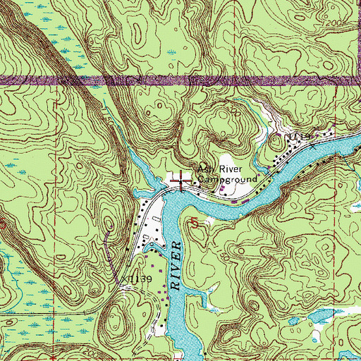 Topographic Map of Ash River Campground, MN