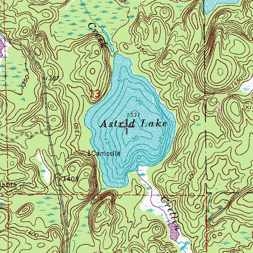 Topographic Map of Astrid Lake, MN