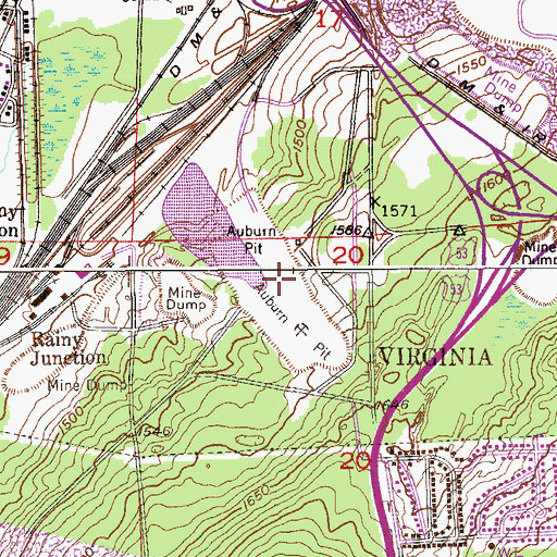 Topographic Map of Auburn Pit, MN