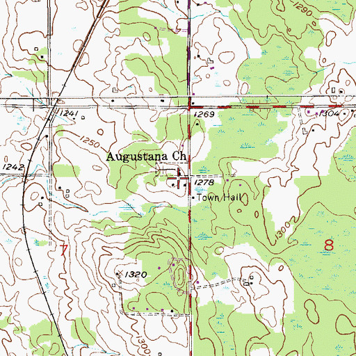 Topographic Map of Augustana Church, MN