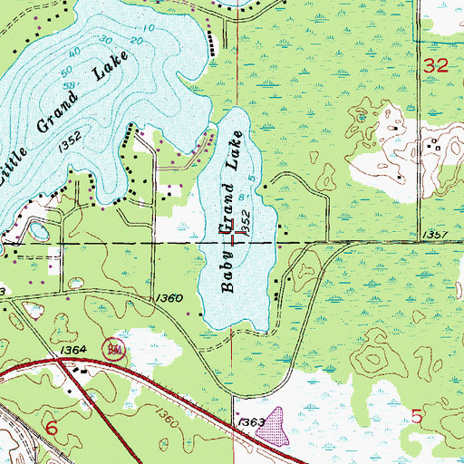 Topographic Map of Baby Grand Lake, MN