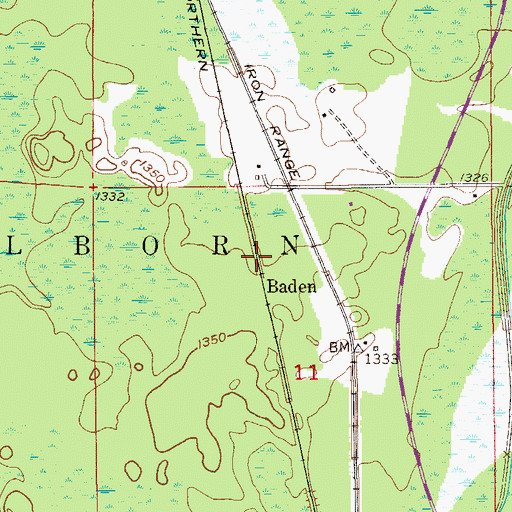 Topographic Map of Baden, MN