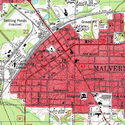 Topographic Map of Baptist Temple of Malvern, AR