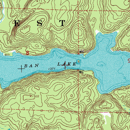 Topographic Map of Ban Lake, MN