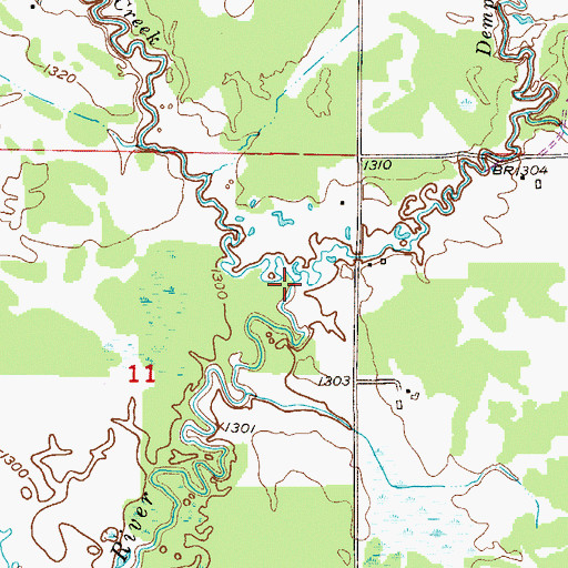 Topographic Map of Barber Creek, MN