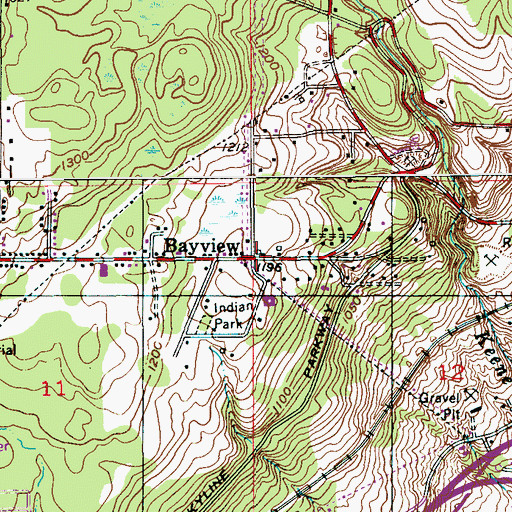 Topographic Map of Bayview, MN