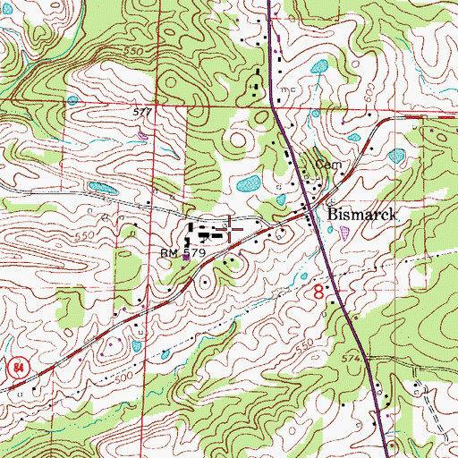 Topographic Map of Bismarck Elementary School, AR