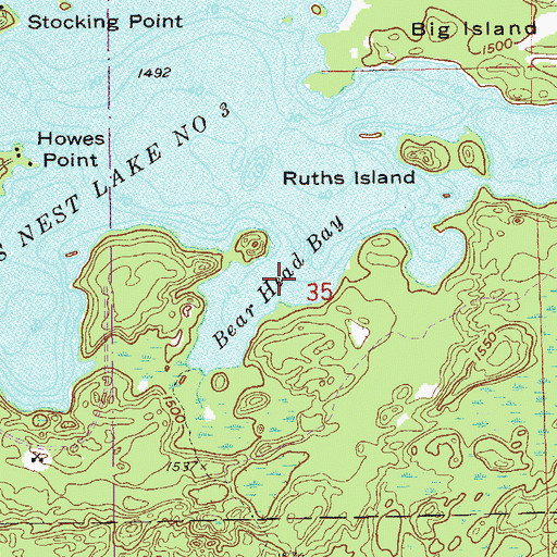 Topographic Map of Bear Head Bay, MN