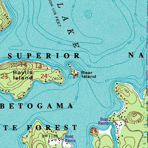 Topographic Map of Bear Island, MN