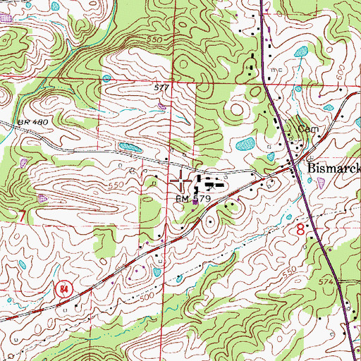 Topographic Map of Bismarck High School, AR