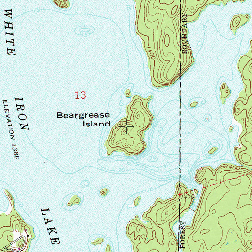 Topographic Map of Beargrease Island, MN