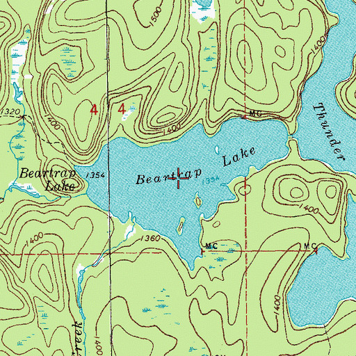 Topographic Map of Beartrap Lake, MN