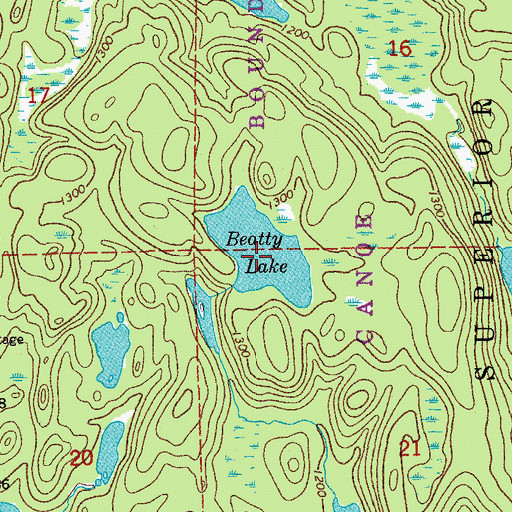 Topographic Map of Beatty Lake, MN