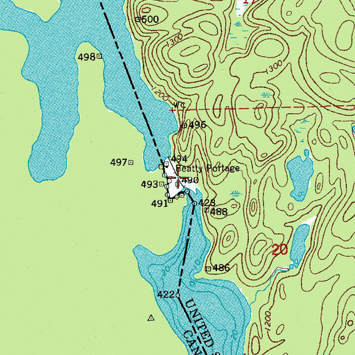 Topographic Map of Beatty Portage, MN