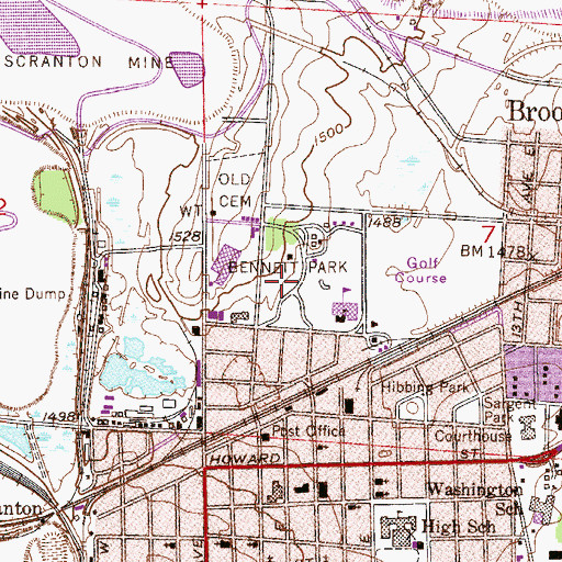 Topographic Map of Bennett Park, MN