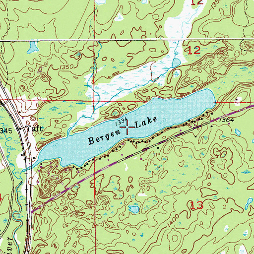 Topographic Map of Bergen Lake, MN