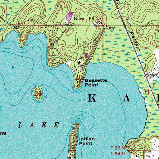 Topographic Map of Bessette Point, MN