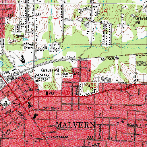 Topographic Map of Calvary Church of God in Christ, AR