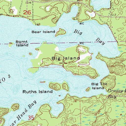 Topographic Map of Big Island, MN