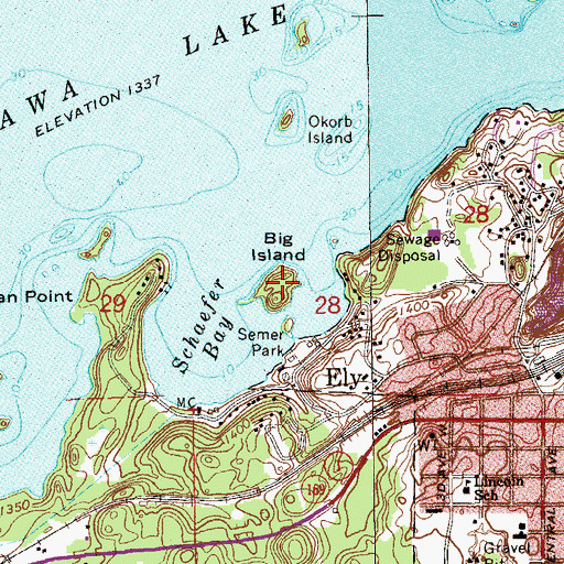 Topographic Map of Big Island, MN