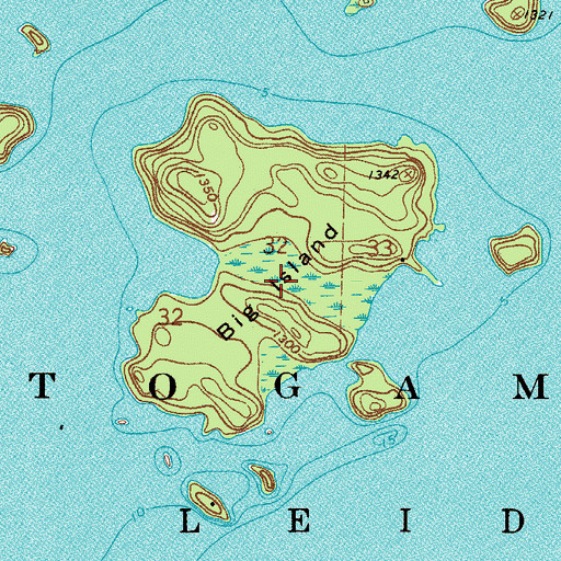 Topographic Map of Big Island, MN