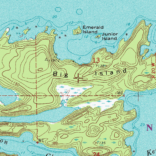 Topographic Map of Big Island, MN