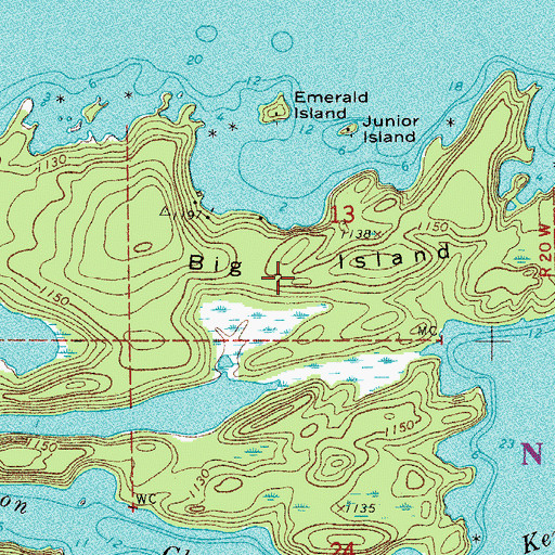 Topographic Map of Big Island, MN