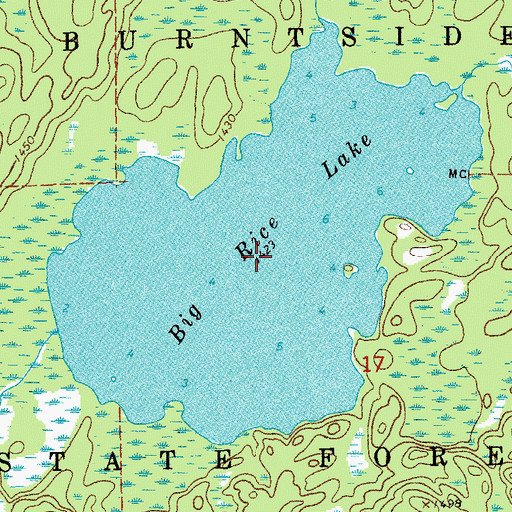 Topographic Map of Big Rice Lake, MN