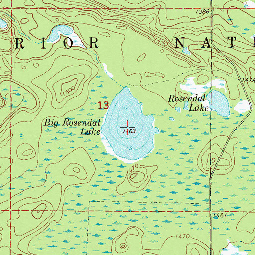Topographic Map of Big Rosendal Lake, MN