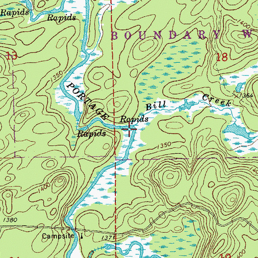 Topographic Map of Bill Creek, MN