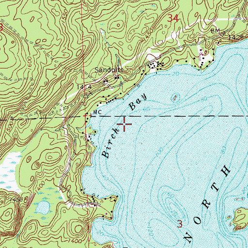 Topographic Map of Birch Bay, MN