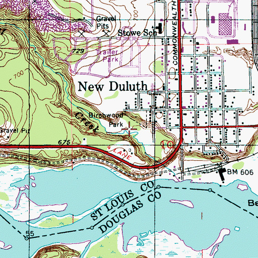 Topographic Map of Birchwood Park, MN