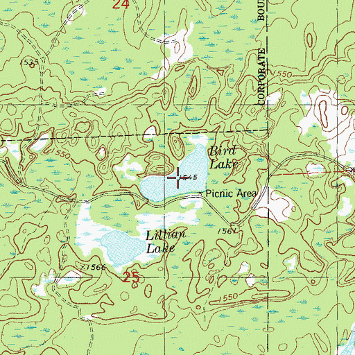 Topographic Map of Bird Lake, MN
