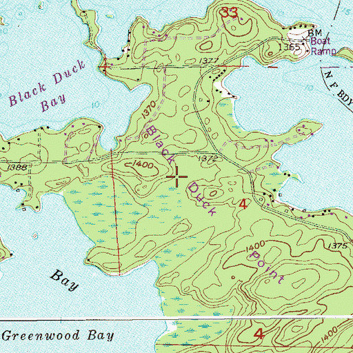 Topographic Map of Black Duck Point, MN