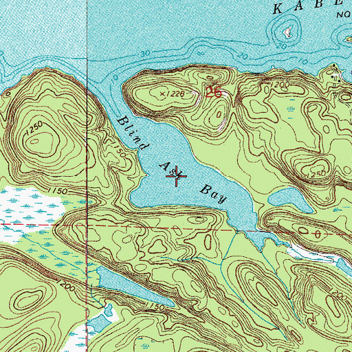 Topographic Map of Blind Ash Bay, MN