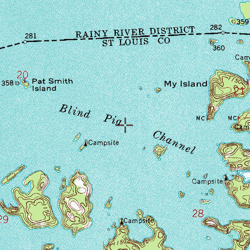 Topographic Map of Blind Pig Channel, MN