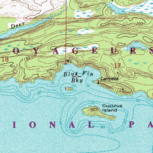 Topographic Map of Blue Fin Bay, MN