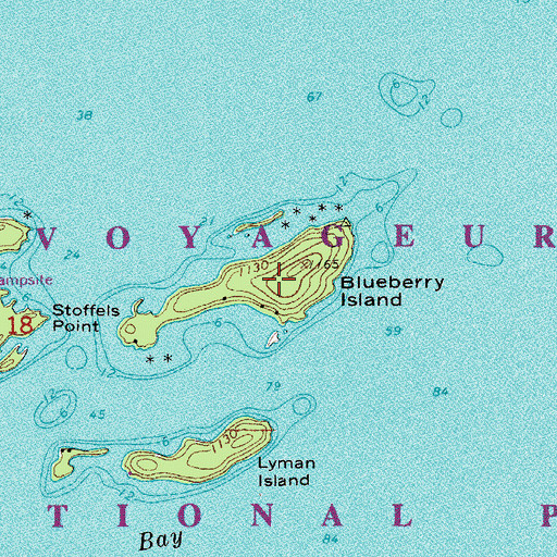 Topographic Map of Blueberry Island, MN