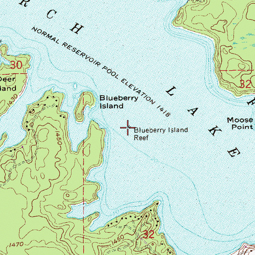 Topographic Map of Blueberry Island Reef, MN