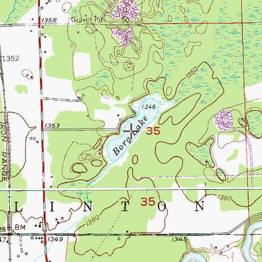 Topographic Map of Borg Lake, MN