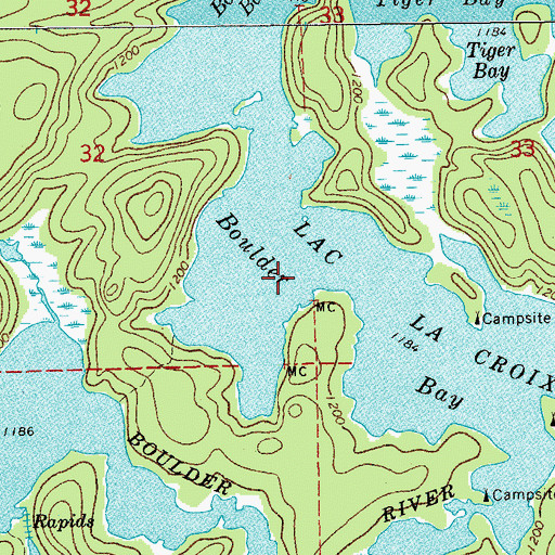 Topographic Map of Boulder Bay, MN