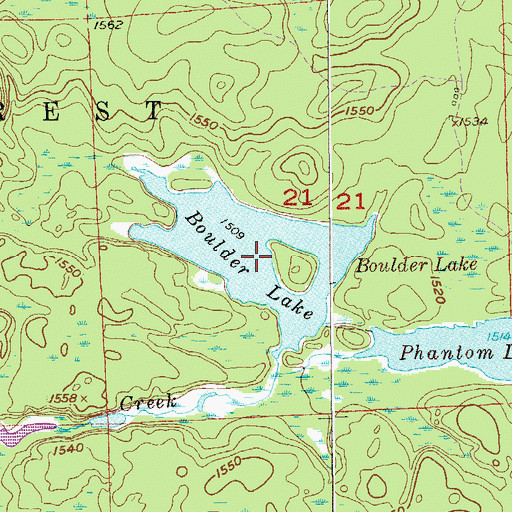 Topographic Map of Boulder Lake, MN