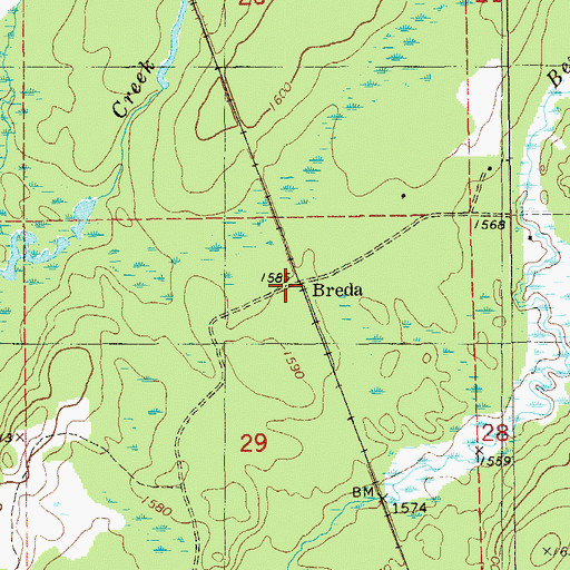 Topographic Map of Breda, MN