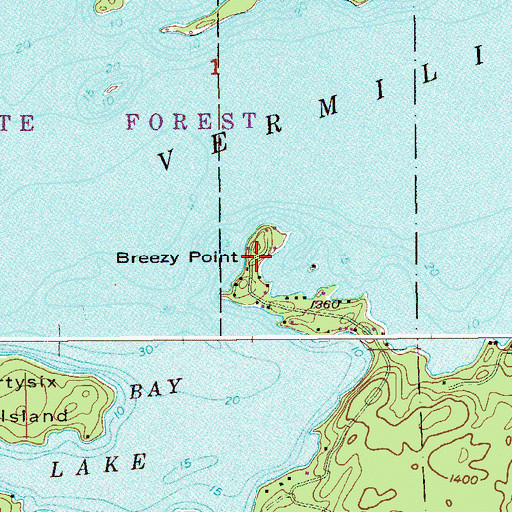 Topographic Map of Breezy Point, MN