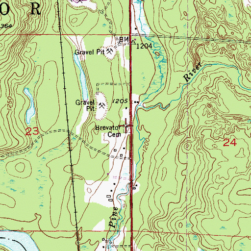 Topographic Map of Brevator Cemetery, MN