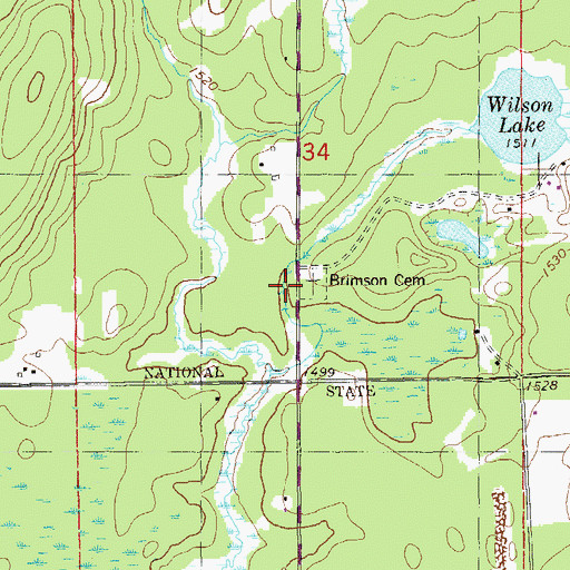 Topographic Map of Brimson Cemetery, MN