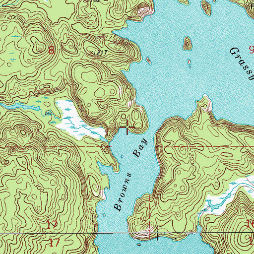 Topographic Map of Browns Bay Campground, MN