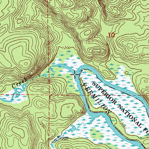 Topographic Map of Bug Creek, MN