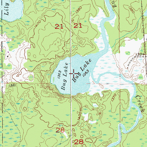 Topographic Map of Bug Lake, MN