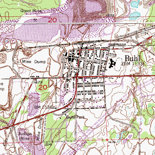 Topographic Map of Buhl, MN